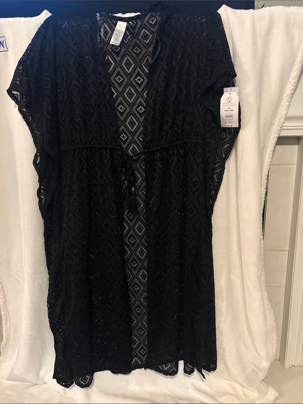 Time and Tru Black Crochet Swim Coverup